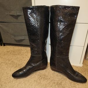 EUC Loeffler Randall Black Leather Tall Boots